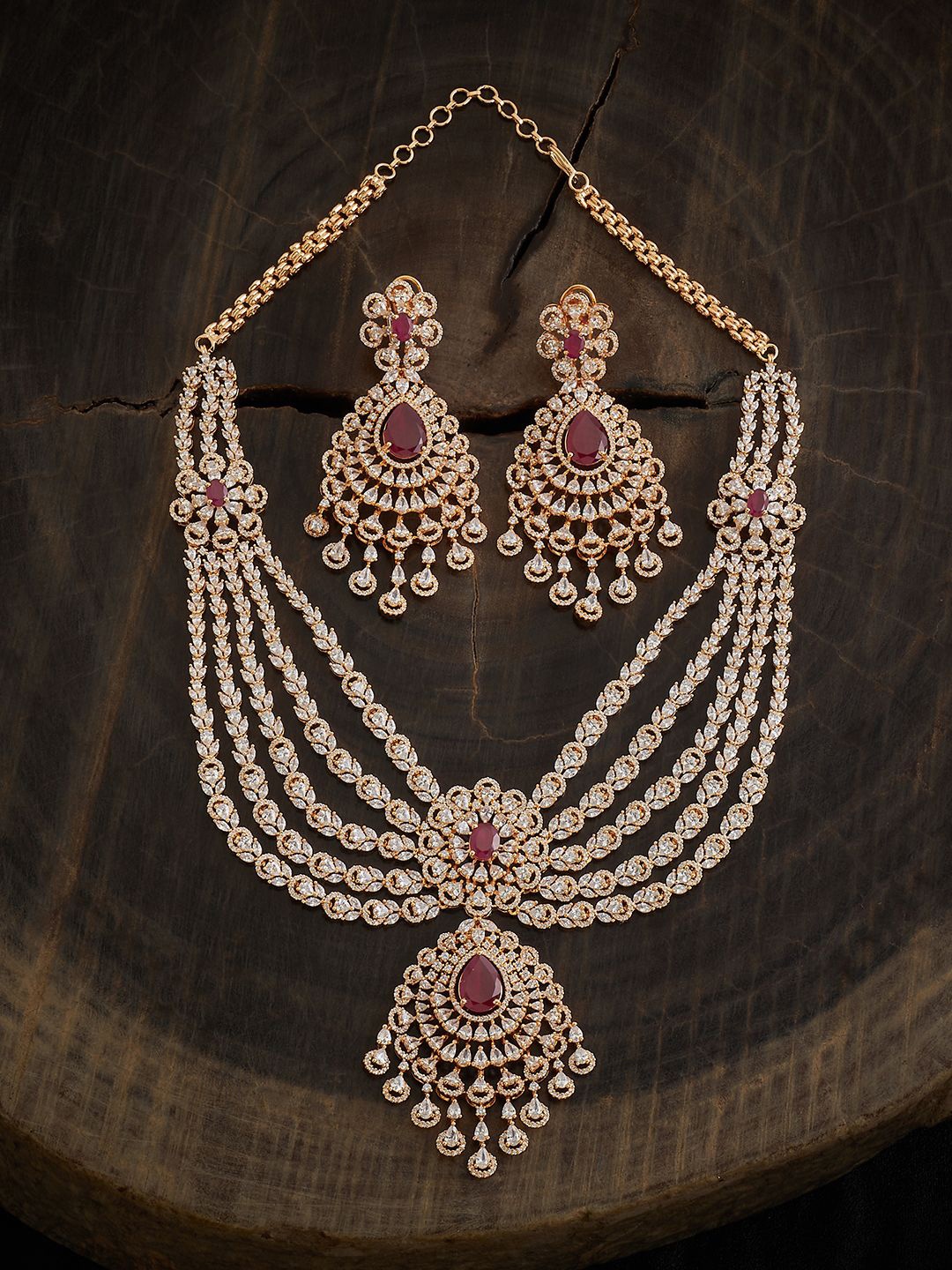 

Kushal's Fashion Jewellery Gold-Plated Cubic Zirconia Studded Jewellery Set