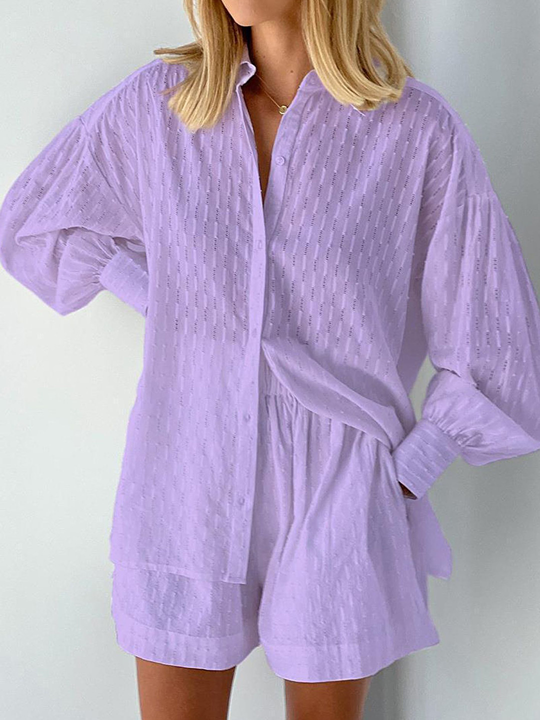 

LULU & SKY Shirt With Shorts Co-Ords, Purple
