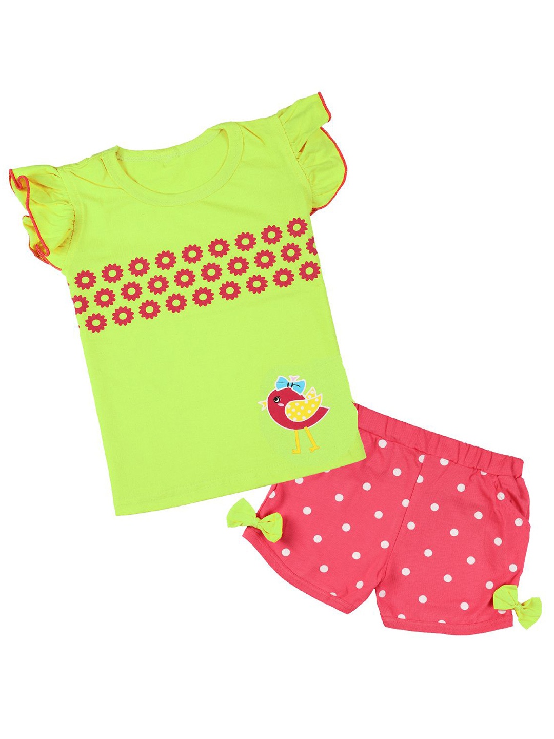 

CATCUB Girls Printed Top with Shorts, Green