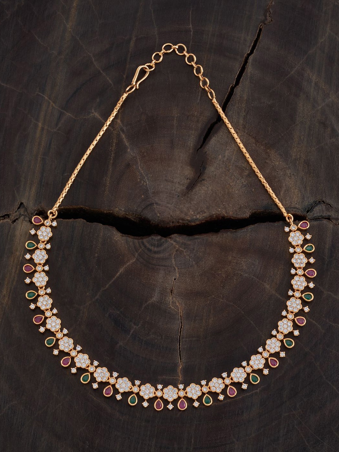 

Kushal's Fashion Jewellery Gold-Plated Cubic Zirconia Studded Necklace