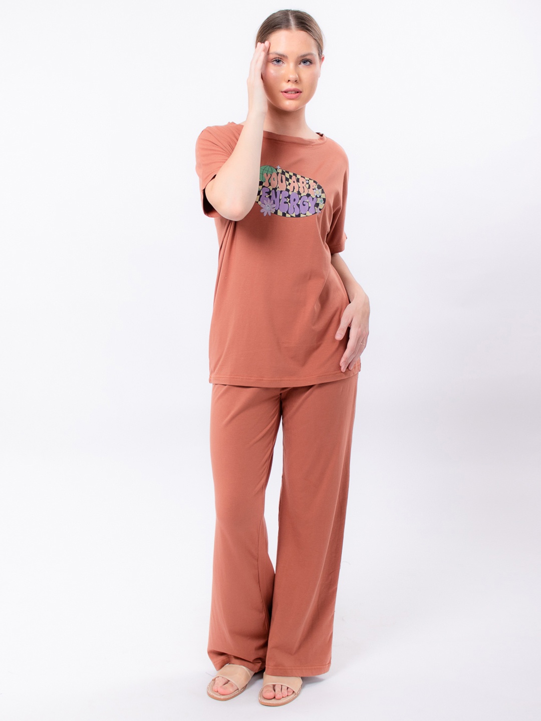 

ELEVENS HEAVEN Women Printed Night suit, Brown