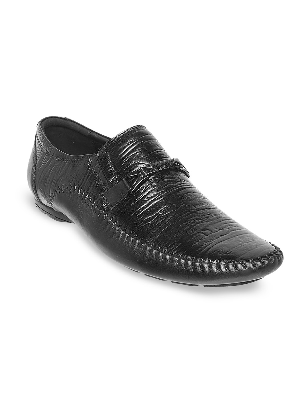 

Mochi Men Leather Formal Loafers, Black