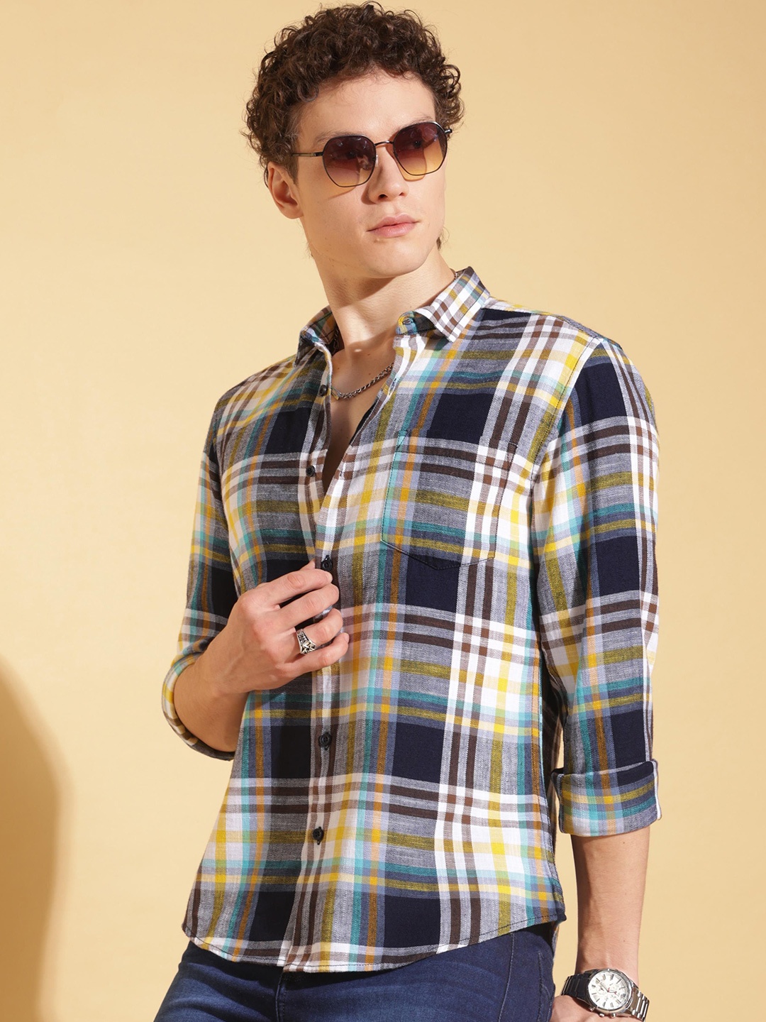 

HERE&NOW Men Slim Fit Tartan Checks Opaque Checked Casual Shirt, Multi