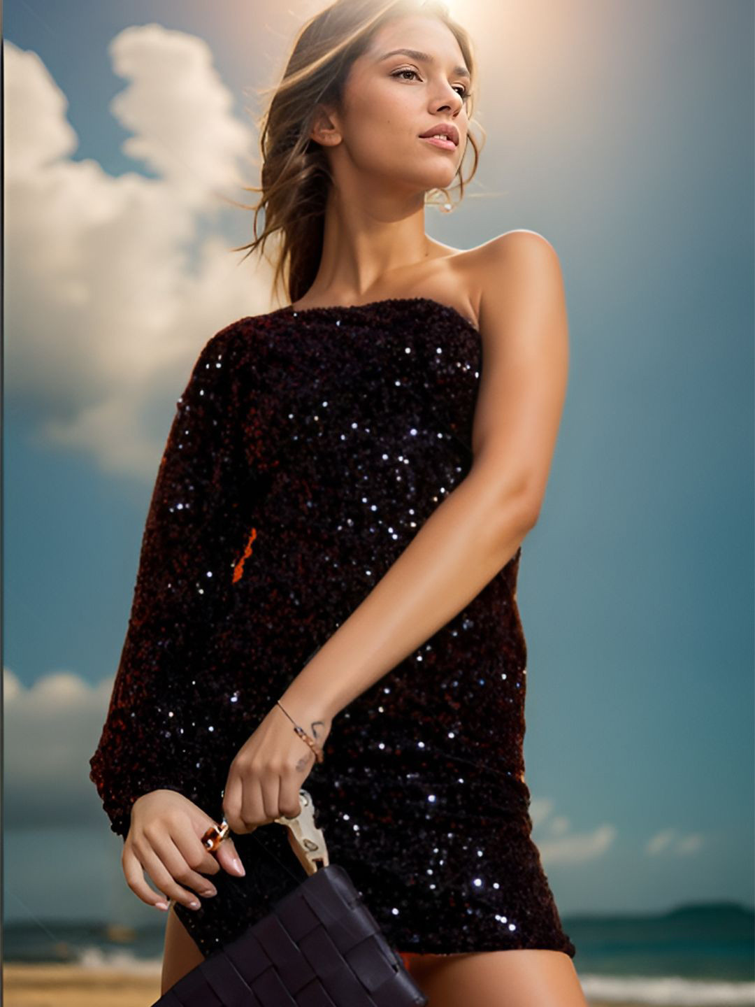 

HERSHEINBOX Embellished Bodycon Dress, Black