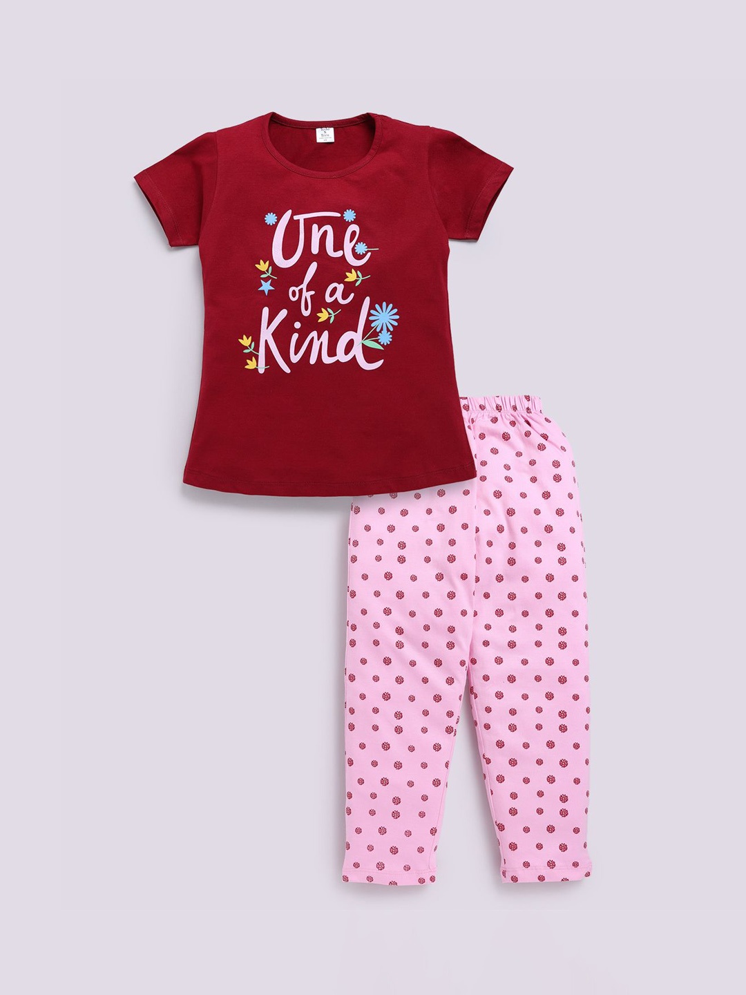 

Todd N Teen Girls Printed Night suit, Maroon