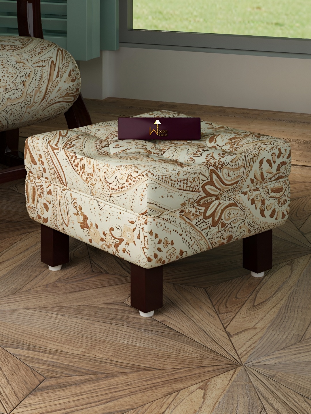 

Wooden Twist Beige & Brown Printed Wooden Ottomans