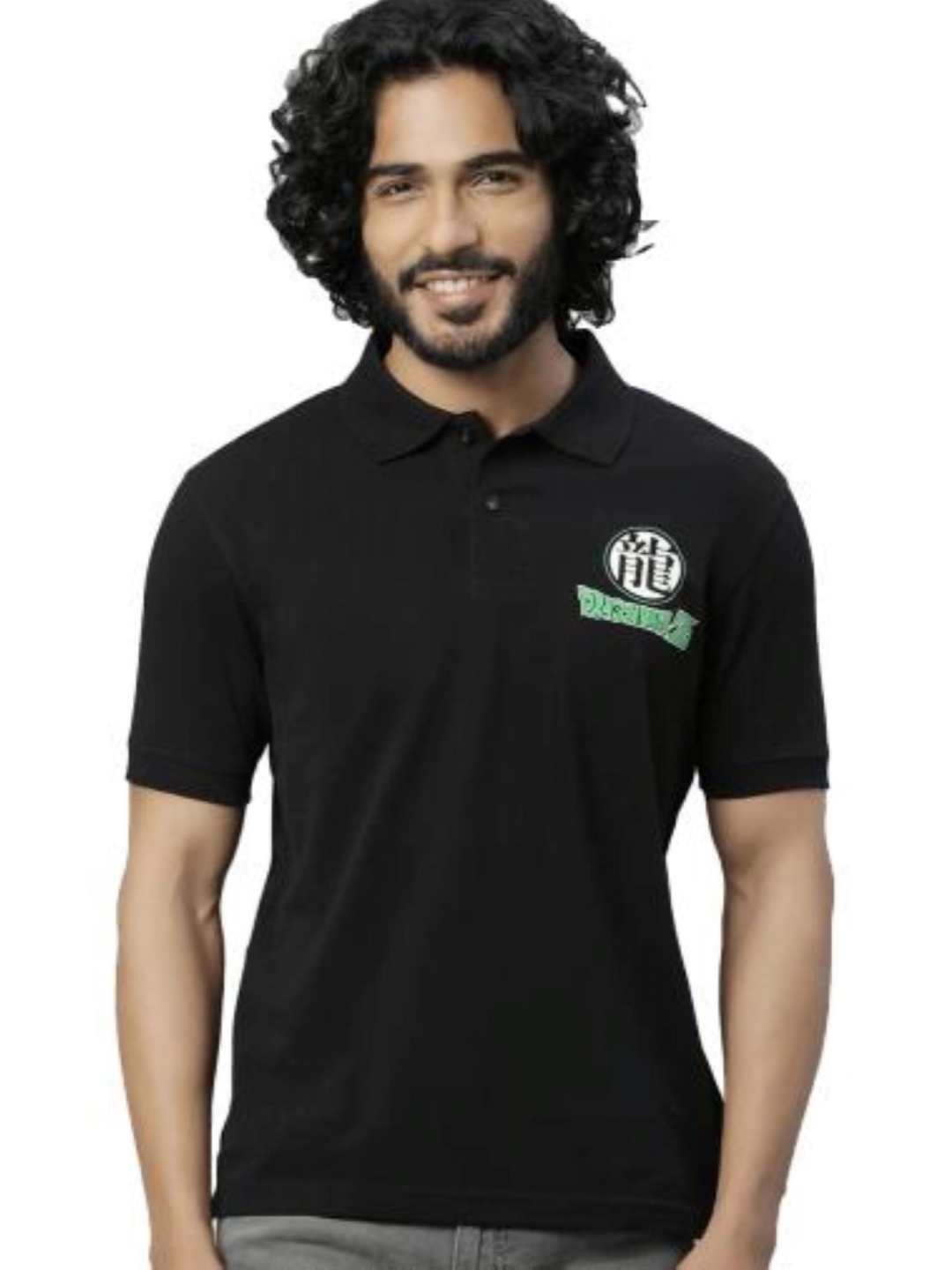 

Entertainment Store Unisex Dragon Ball Z 2013 Printed Polo Collar Cotton T-shirt, Black