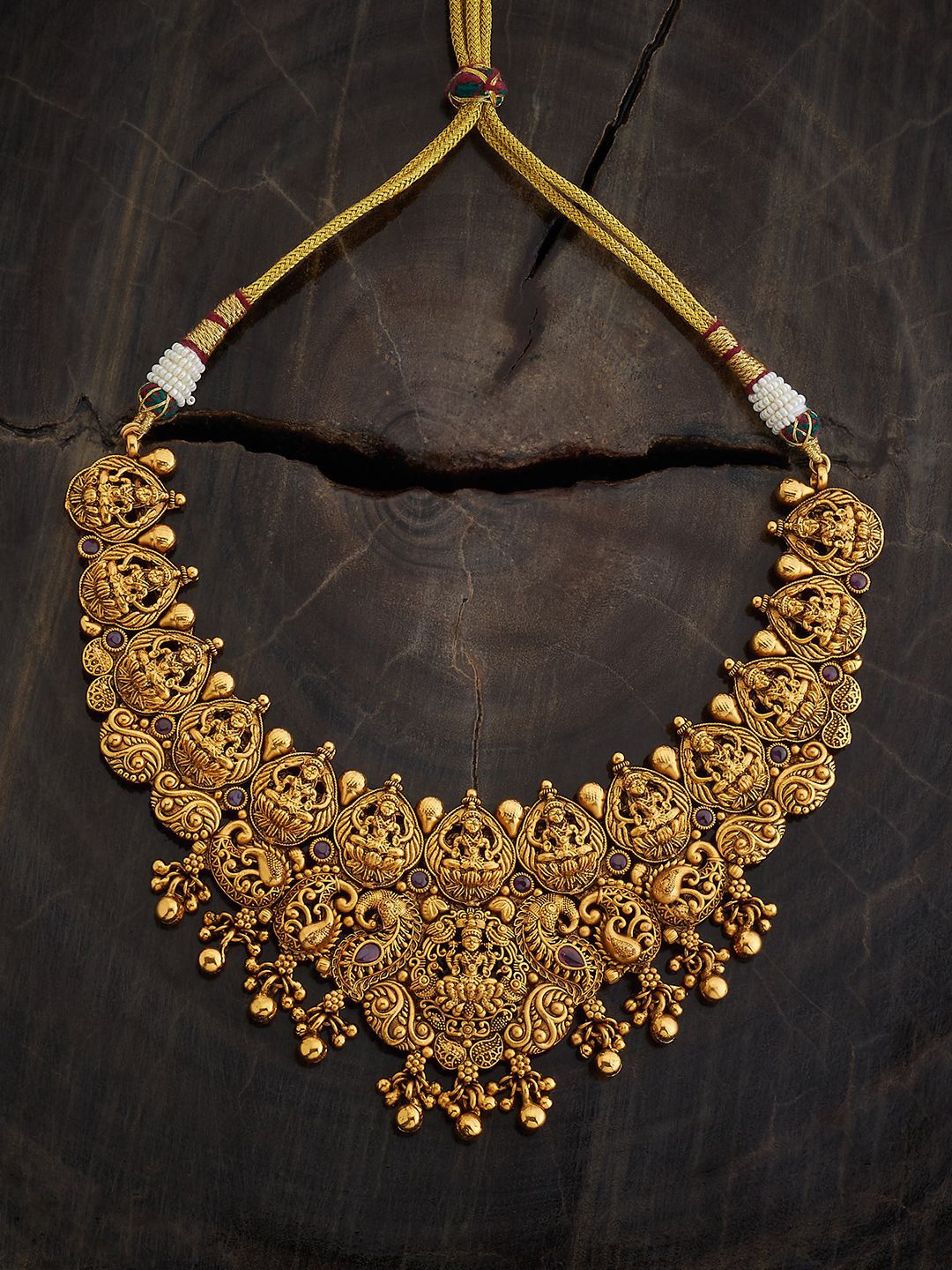 

Kushal's Fashion Jewellery Gold-Plated Artificial Stone Studded Antique Necklace