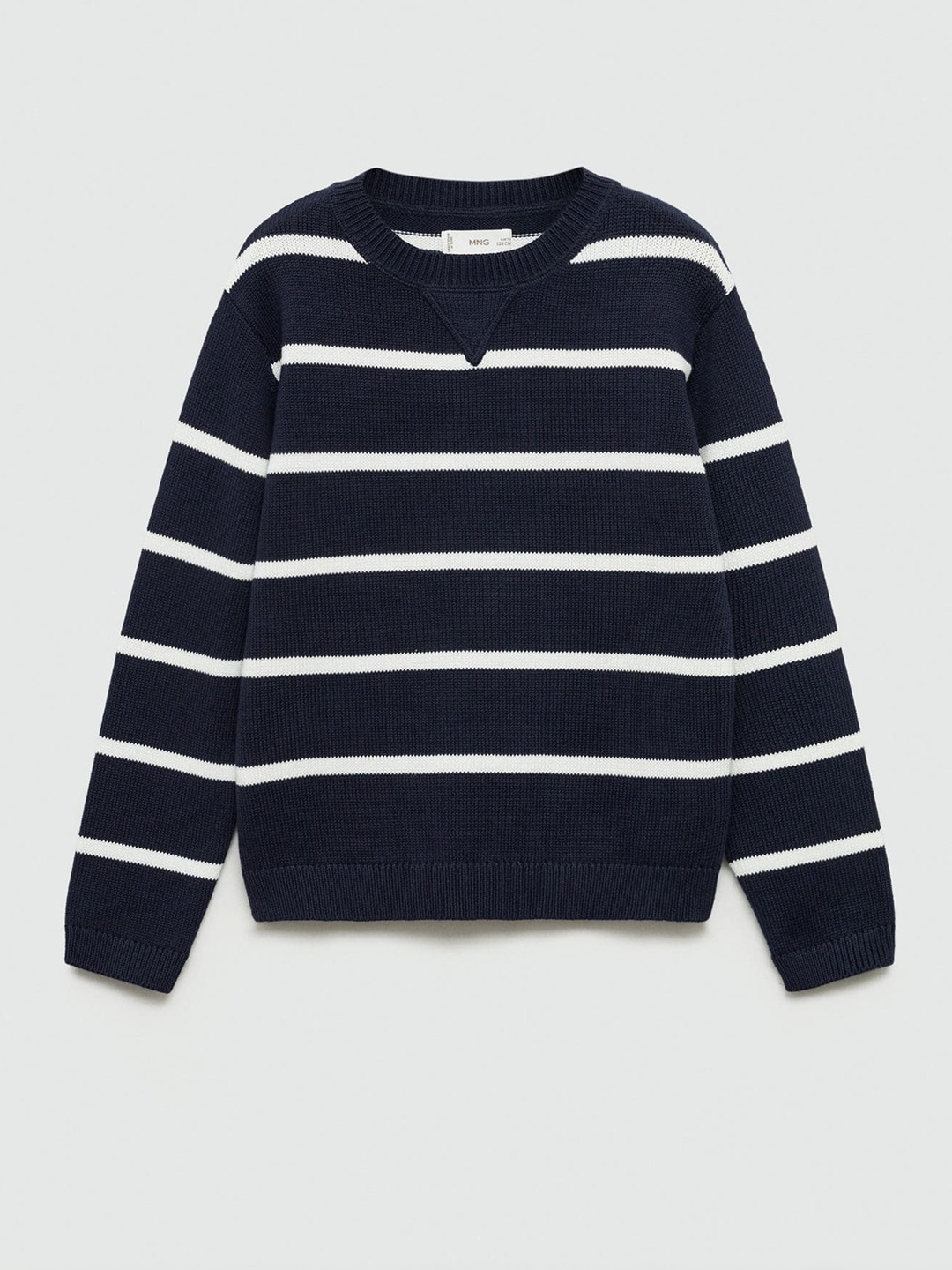

Mango Kids Boys Striped Round Neck Pullover, Navy blue
