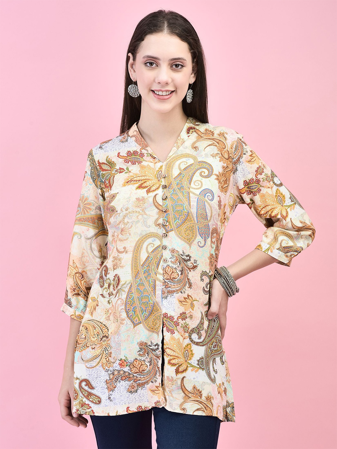 

Shree Liva Printed Tunic, Yellow