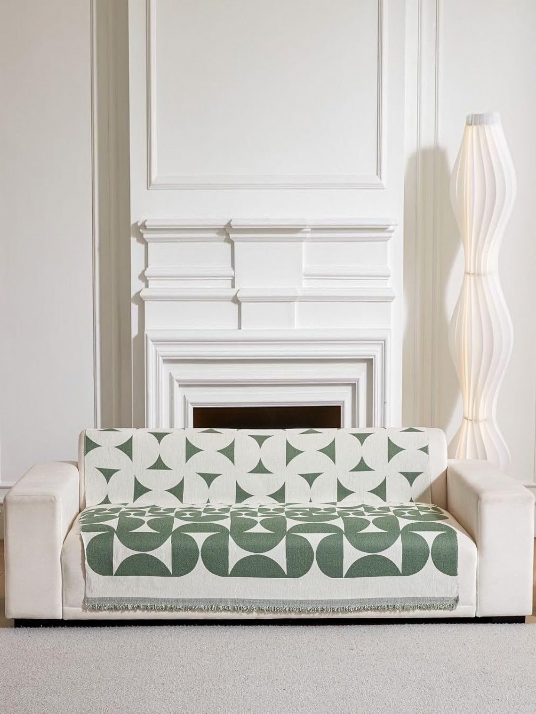 

HomeCloud Green & White Printed Reversible Cotton Sofa Cover