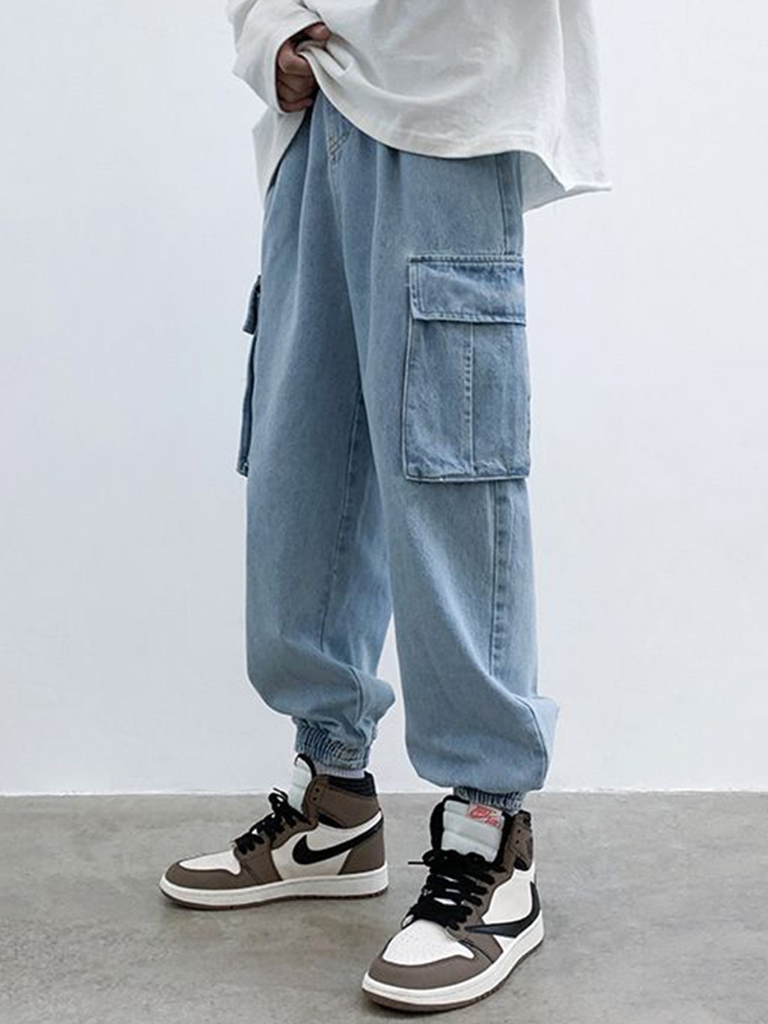 

StyleCast Men Mid-Rise Denim Jogger Jeans, Blue