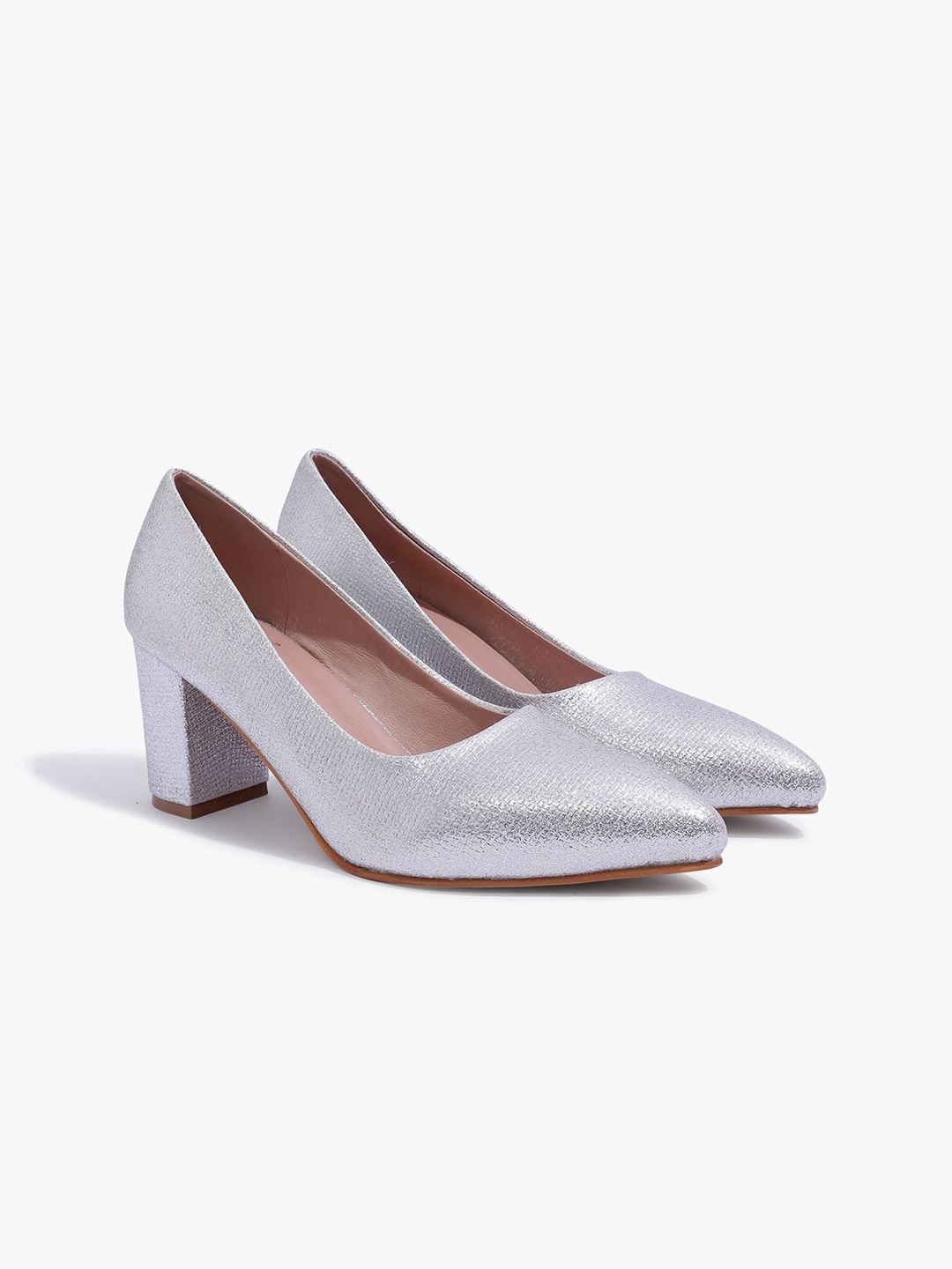 

Carlton London Women Pointed Toe Block Pumps, Silver