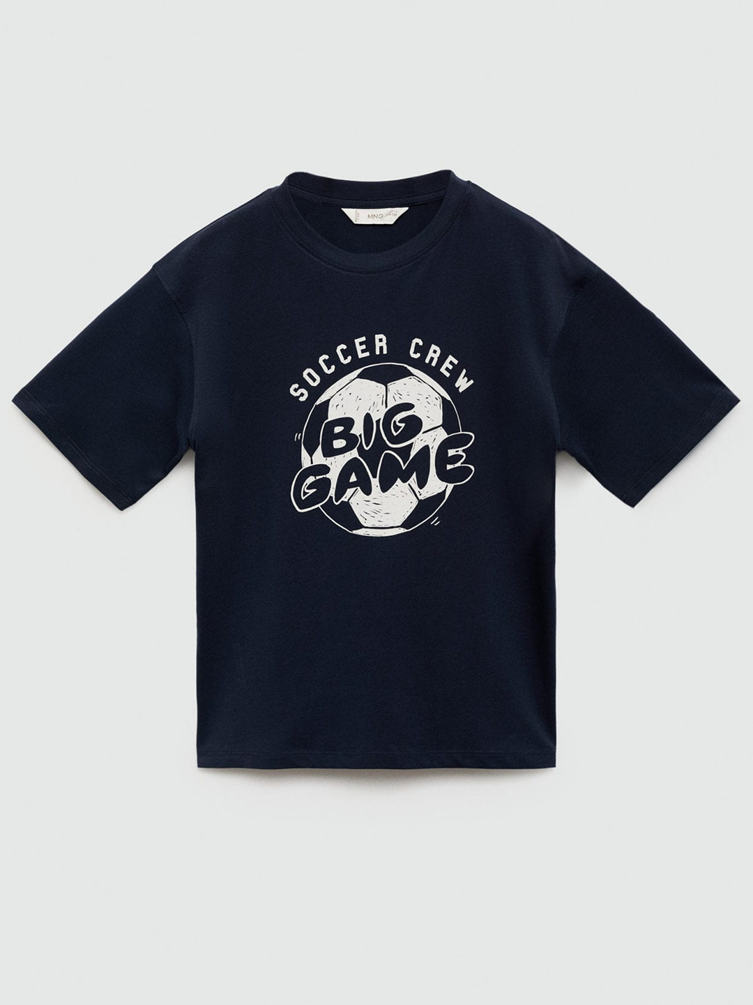 

Mango Kids Boys Pure Cotton Typography Printed Drop-Shoulder Sleeves T-shirt, Black