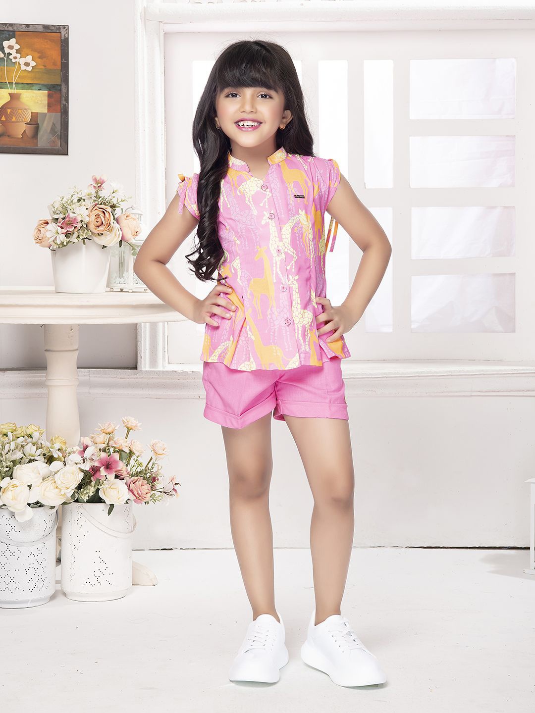 

Tiny Baby Girls Printed Shirt with Shorts, Pink