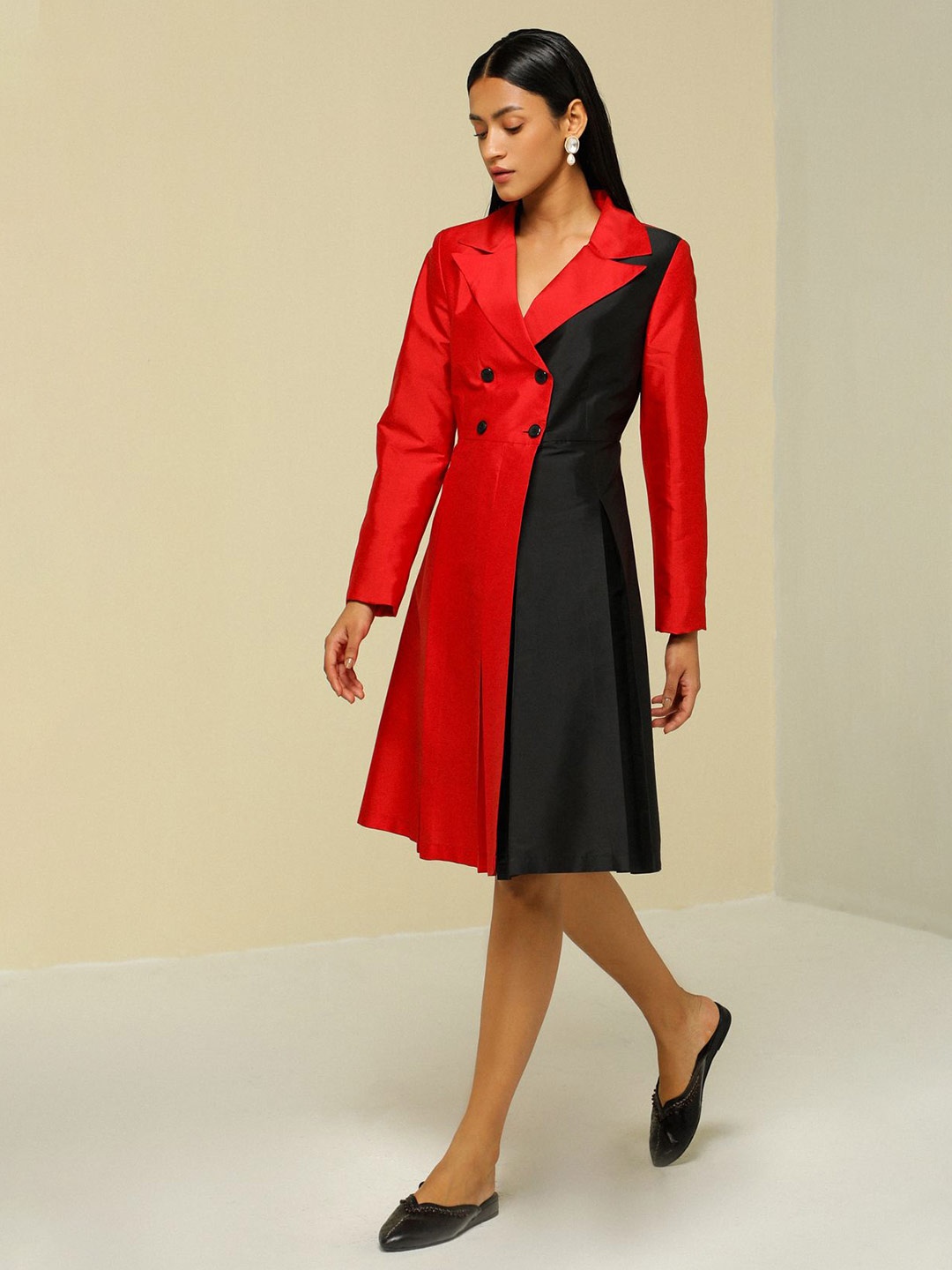 

ZAITRA Colourblocked Blazer Dresses, Red