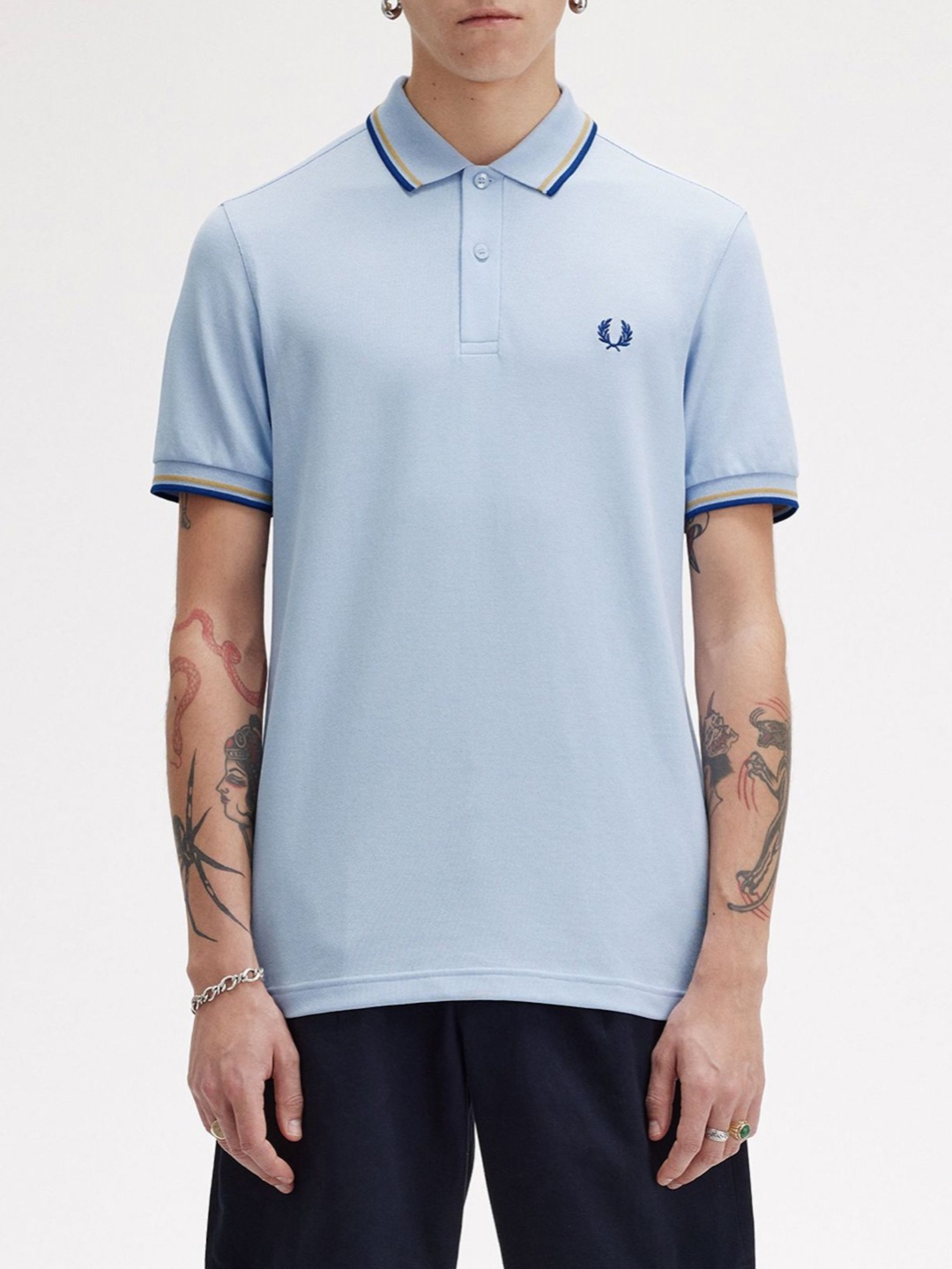 

Fred Perry Men Polo Collar Applique T-shirt, Grey