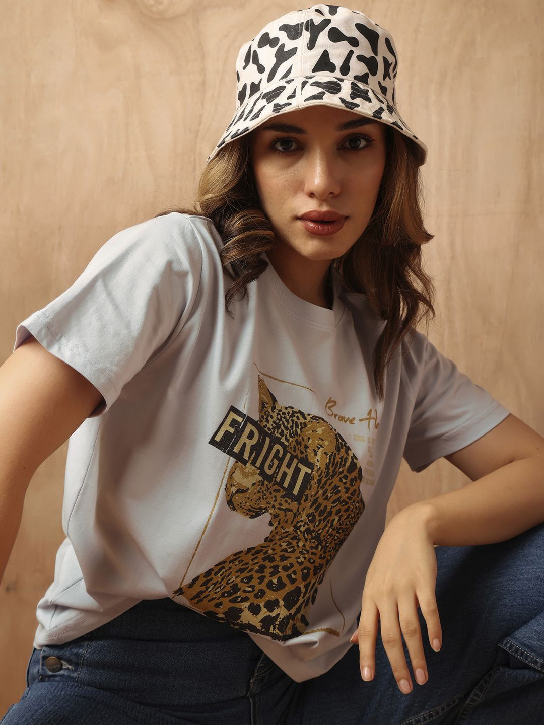 

The Roadster Lifestyle Co Graphic Printed Oversized Cotton T-Shirt, Blue