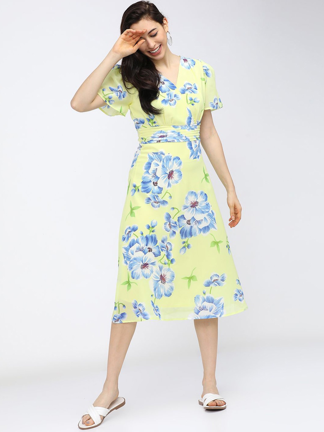 

Tokyo Talkies Floral Printed Wrap Midi Dress, Yellow