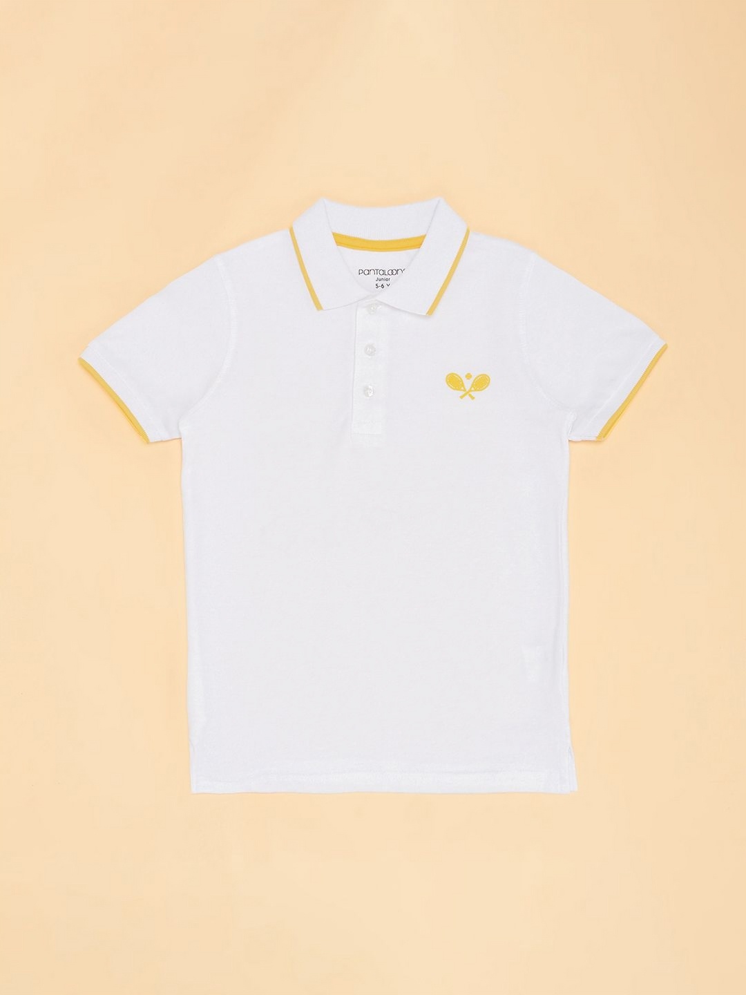 

Pantaloons Junior Boys Solid Polo Collar Cotton T-Shirt, White