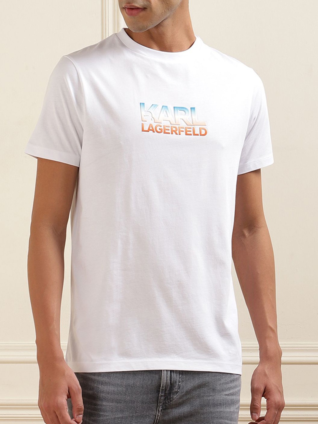 

Karl Lagerfeld Men Typography Printed T-shirt, White