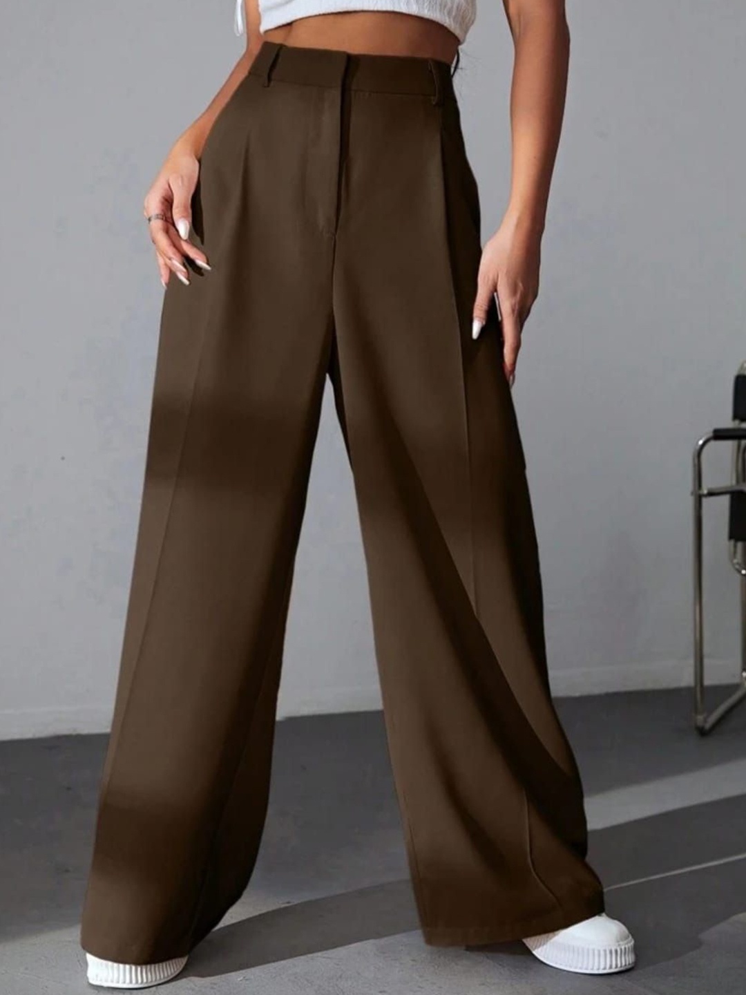 

Next One Women Brown Pleated Korean Pants