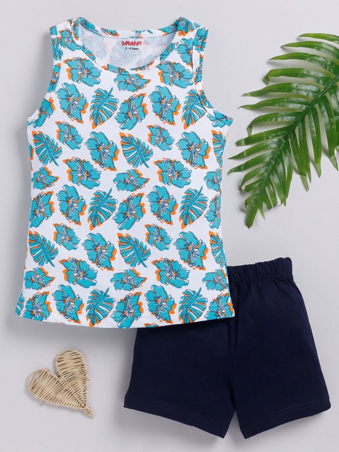

MIMINO Girls Printed T-shirt with Shorts, Green
