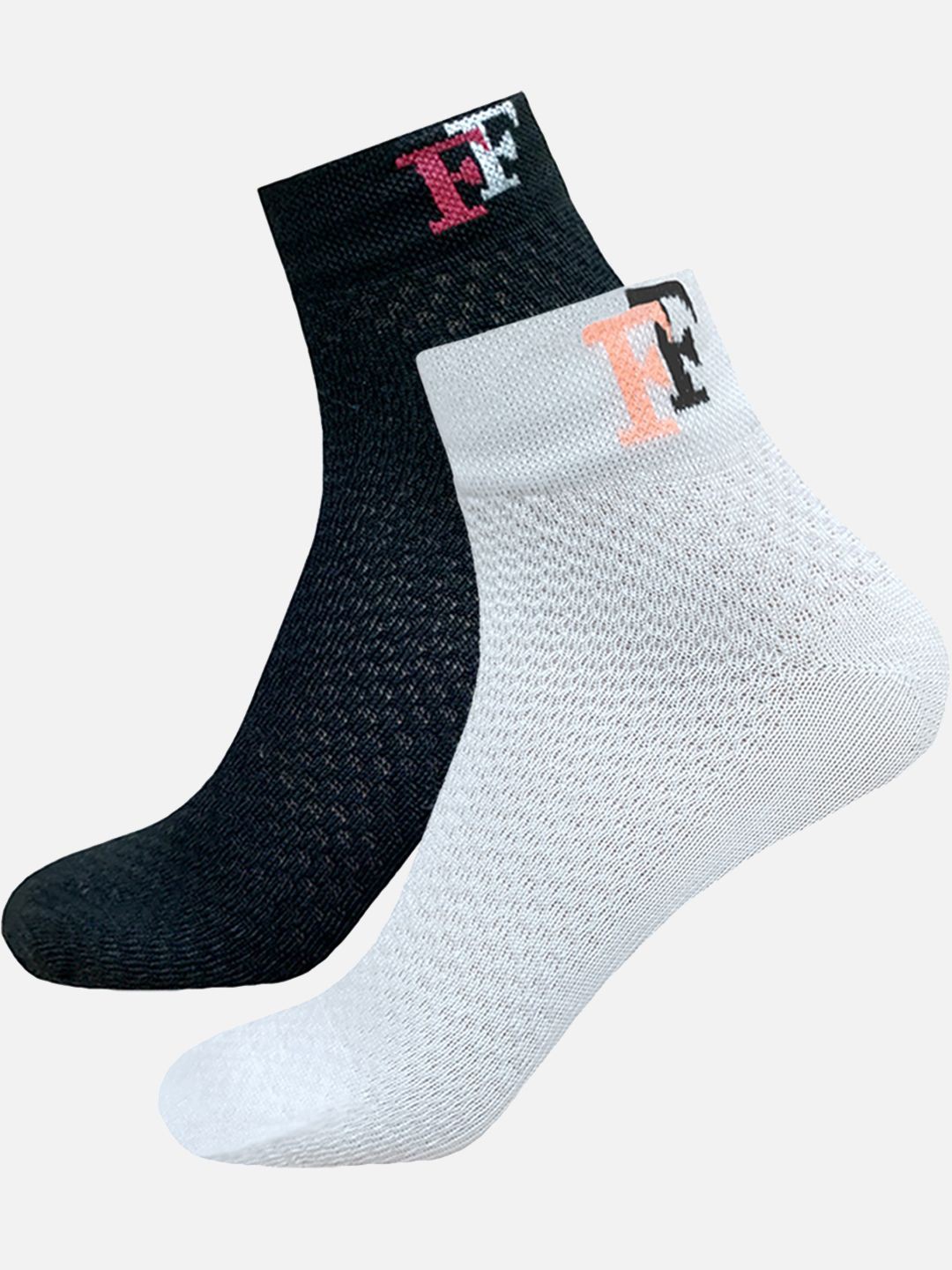 

FIMS Men Pack Of 2 Striped Cotton Ankle-Length Socks, Black