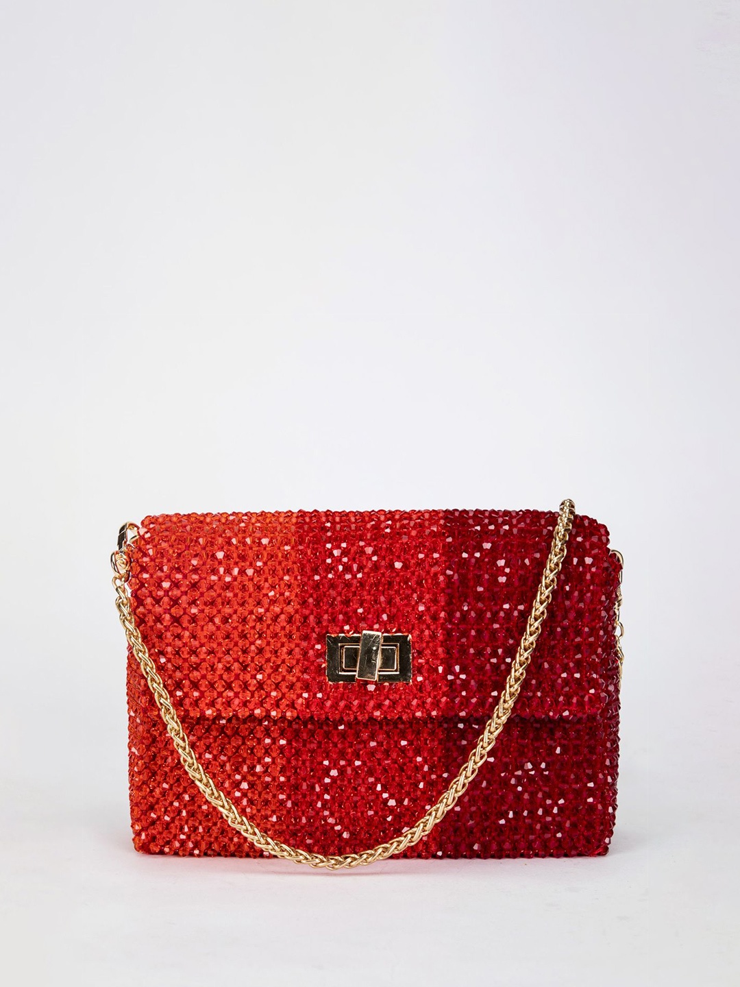 

EENA Embellished Box Clutch, Red