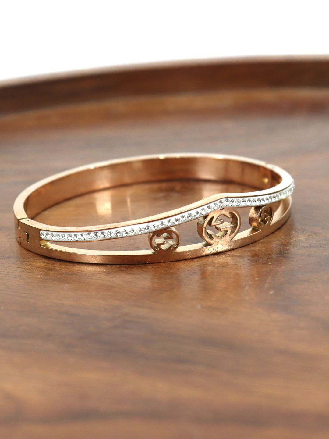 

KRENOZ Women Antique Rose Gold-Plated Bangle-Style Bracelet