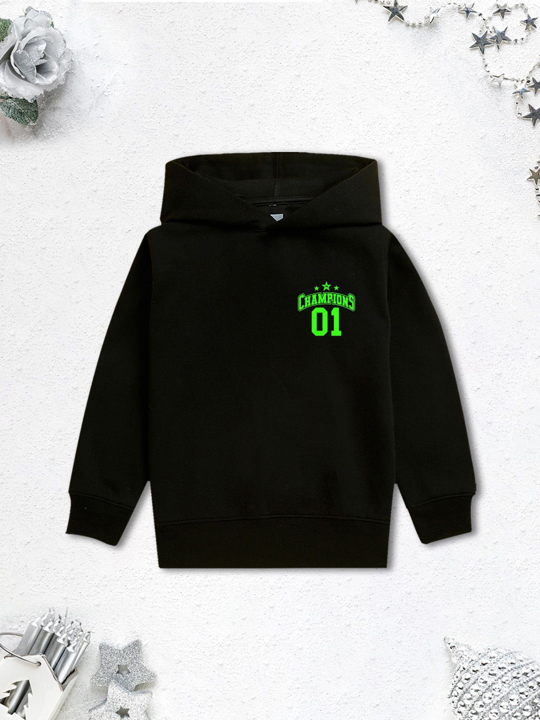 

NUSYL Boys Printed Hooded Sweatshirt, Black