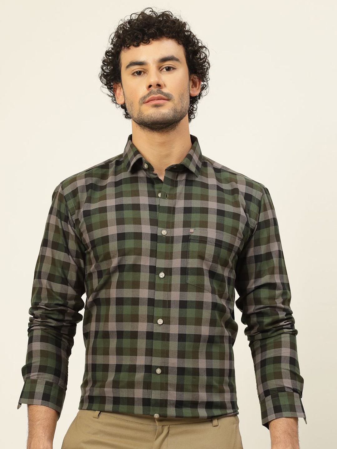 

JADEBERRY Men Classic Slim Fit Tartan Checks Opaque Checked Casual Shirt, Green