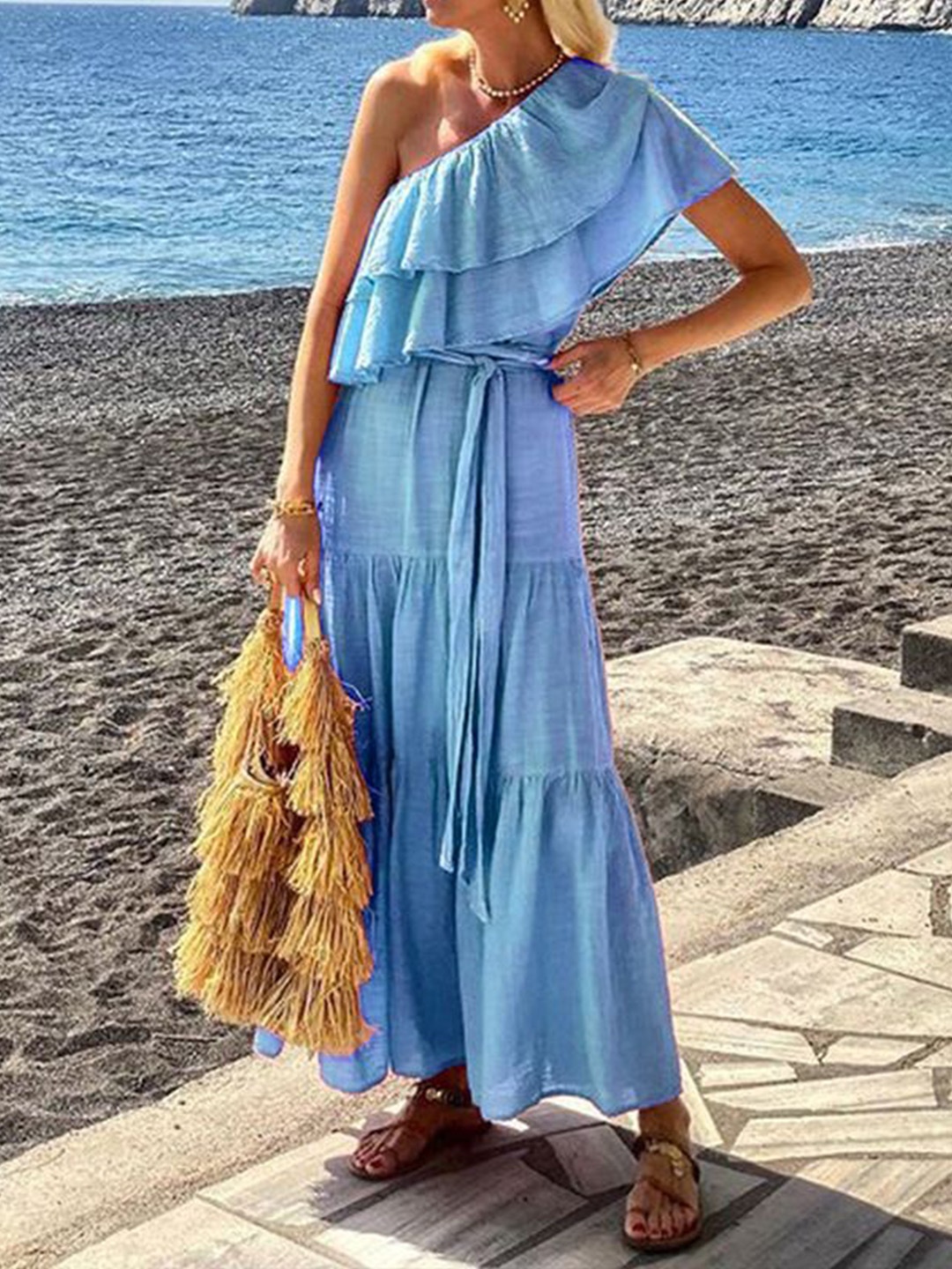 

HERE&NOW One Shoulder Maxi Dress, Blue