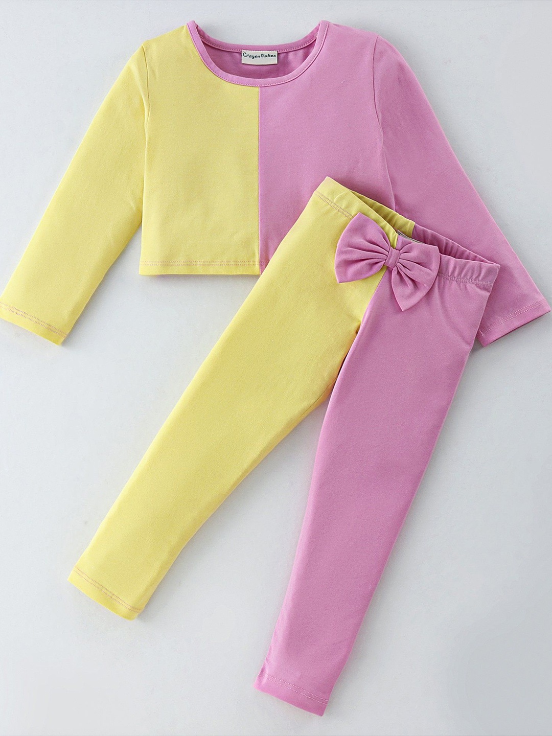 

CrayonFlakes Girls Colourblocked Top with Leggings, Yellow