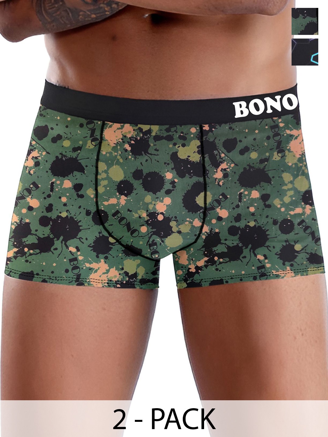 

DISPENSER Pack Of 2 Printed Breathability TrunksV7-C7-C12-DG-Printed-M, Green