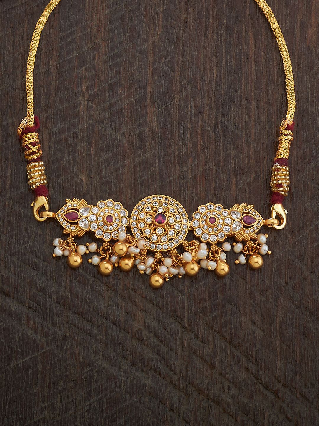 

Kushal's Fashion Jewellery 92.5 Pure Silver Gold-Plated Temple Armlet