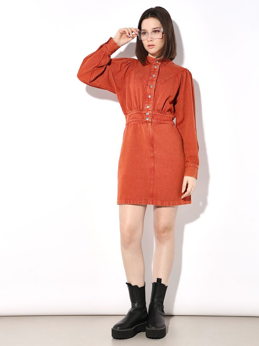 

ONLY Denim A-Line Dress, Orange