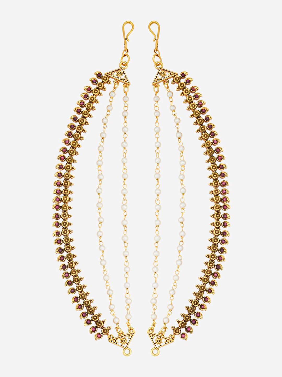 

Kushal's Fashion Jewellery Gold-Plated Ear Chain, Red