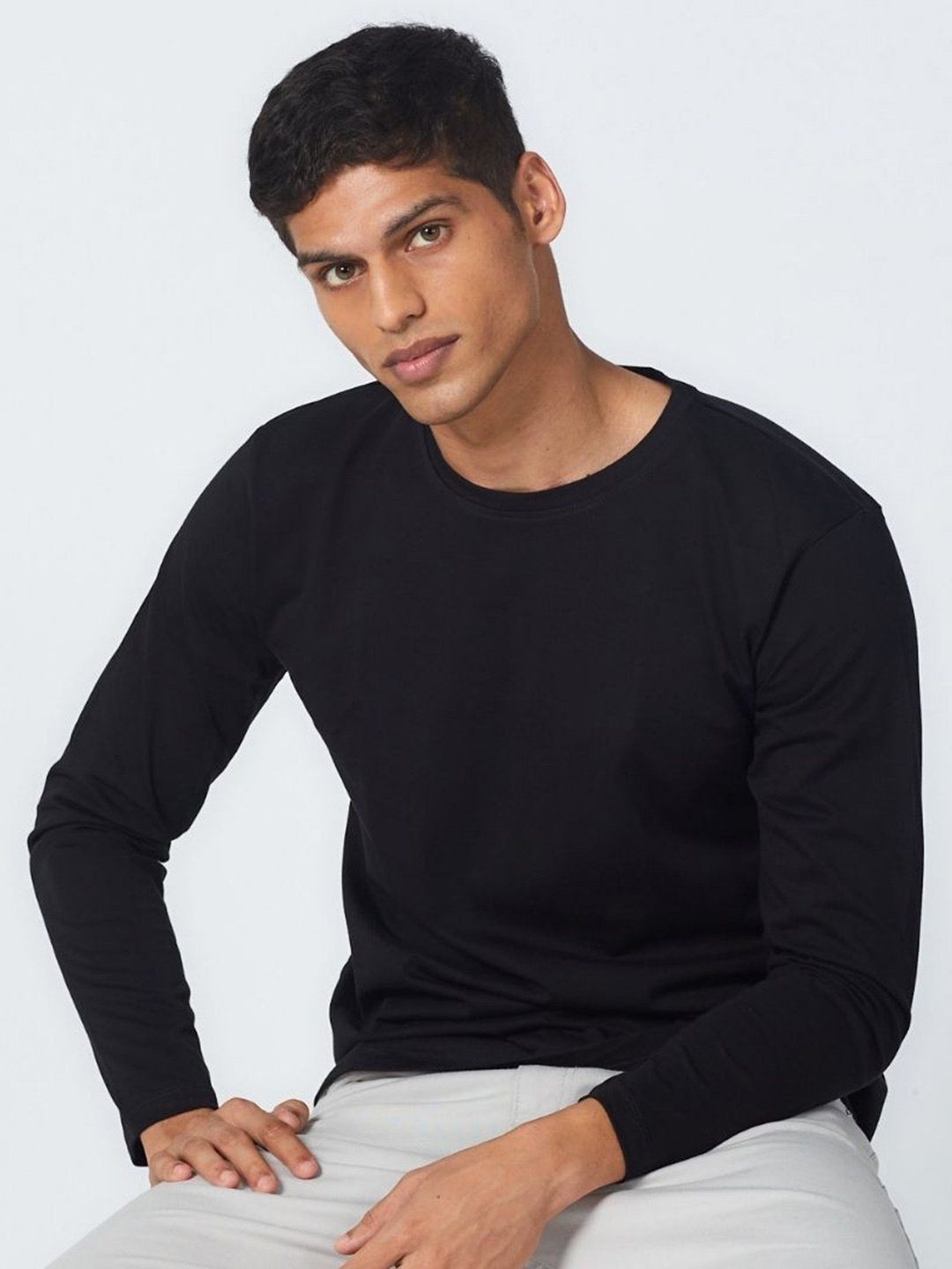 

Creatures of Habit Men Pima Long Sleeve Crew Neck Tshirt, Black