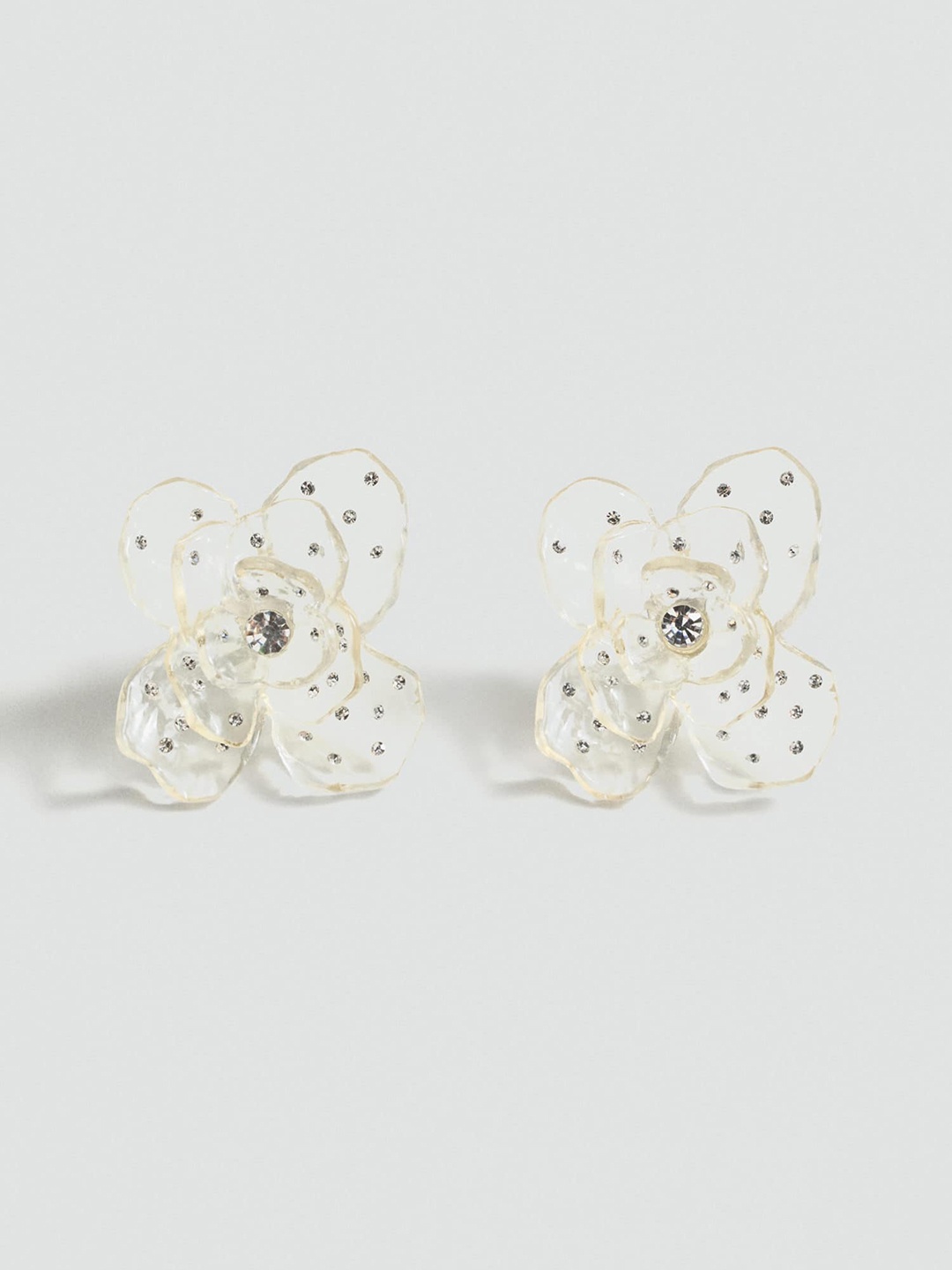 

MANGO Floral Studs Earrings, White