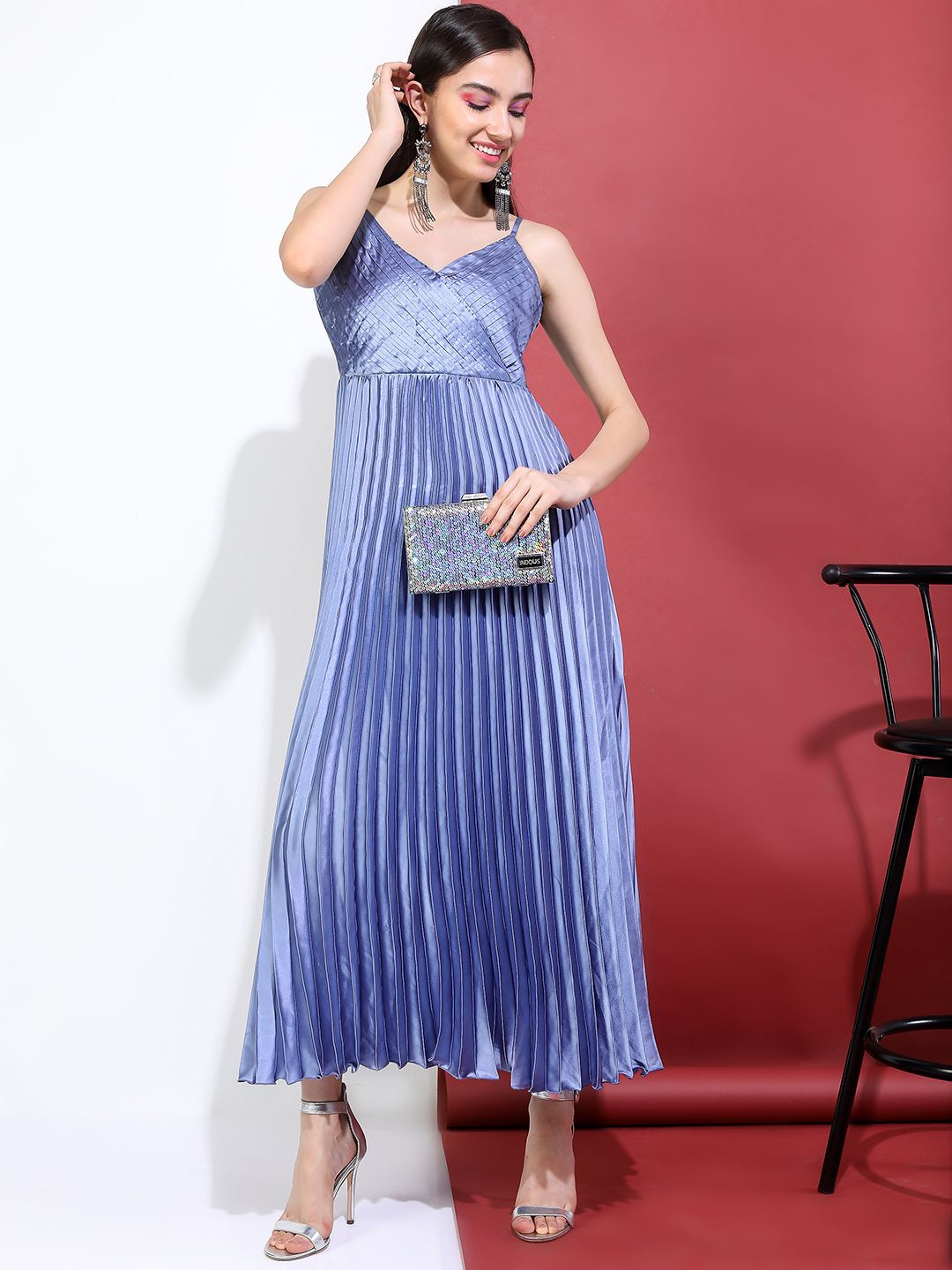 

Tokyo Talkies Striped Shoulder Straps Maxi Dress, Blue