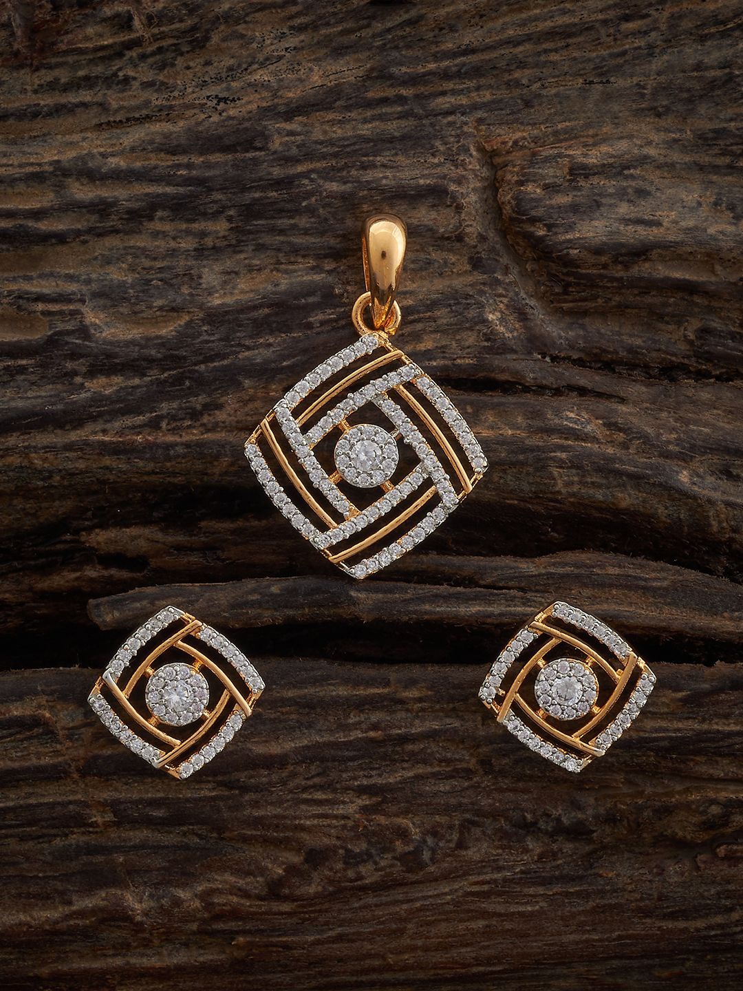 

Kushal's Fashion Jewellery Rhodium-Plated Cubic Zirconia Stone-Studded Jewellery Set, Silver