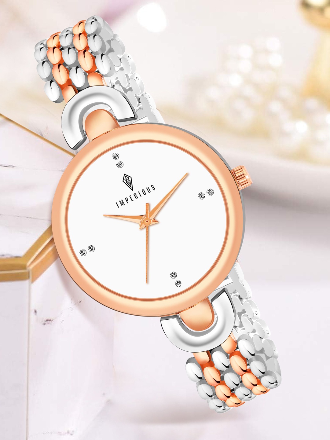 

Imperious- The Royal Way Women Embellished Dial & Stainless Steel Bracelet Style Straps Analogue Chronograph Watch, Silver