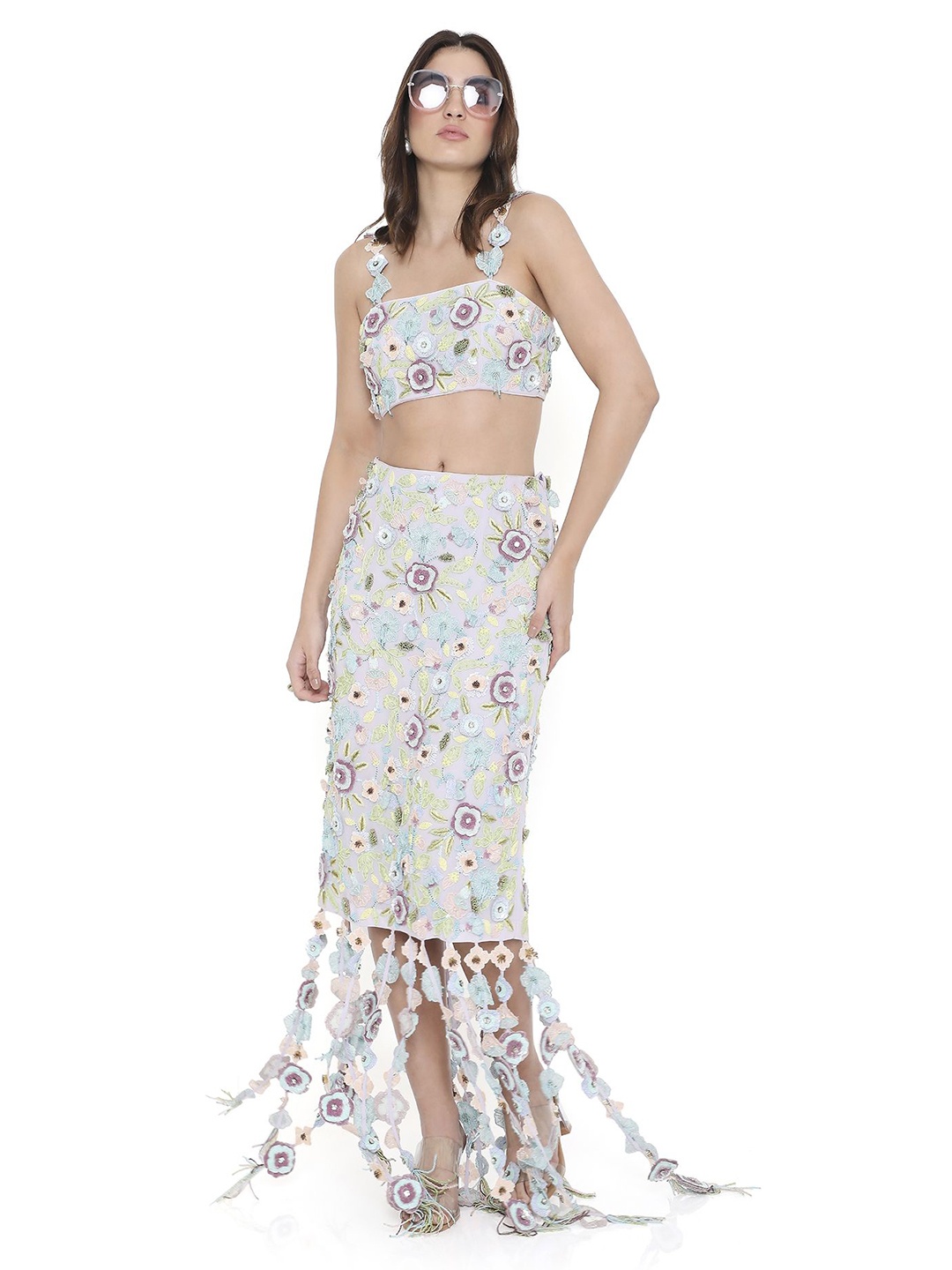 

Payal Singhal Embroidered Crop Top And Fitted Skirt Co-Ords, Multi