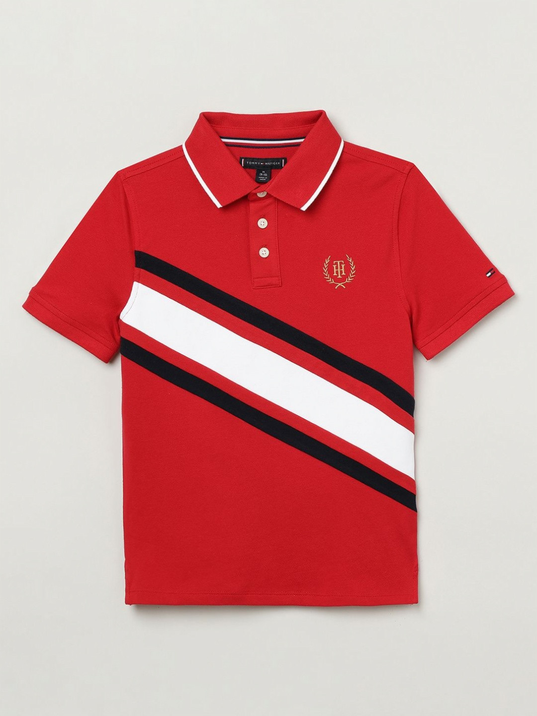 

Tommy Hilfiger Boys Colourblocked Hooded Applique T-shirt, Red