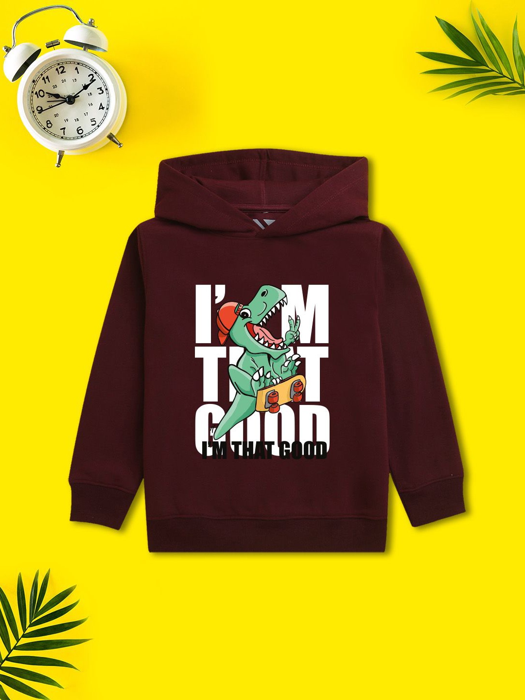 

NUSYL Boys Printed Hooded Sweatshirt, Maroon