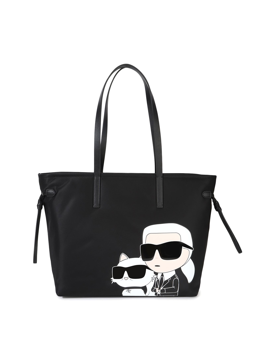 

Karl Lagerfeld PU Swagger Tote Bag with Applique, Black