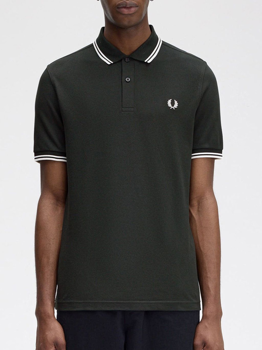 

Fred Perry Men Polo Collar Applique T-shirt, Green