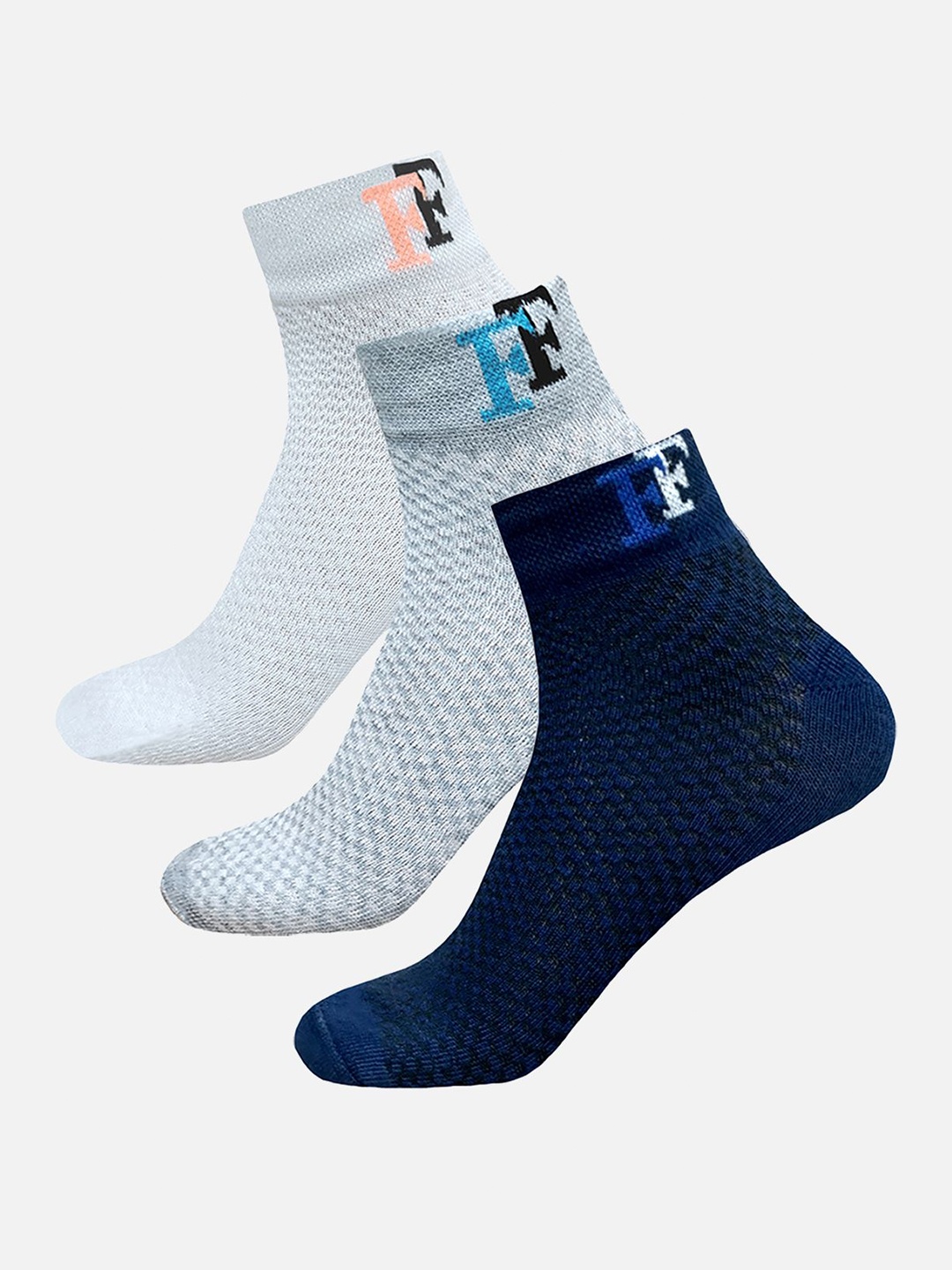 

FIMS Men Pack Of 3 Striped Ankle-Length Socks, White