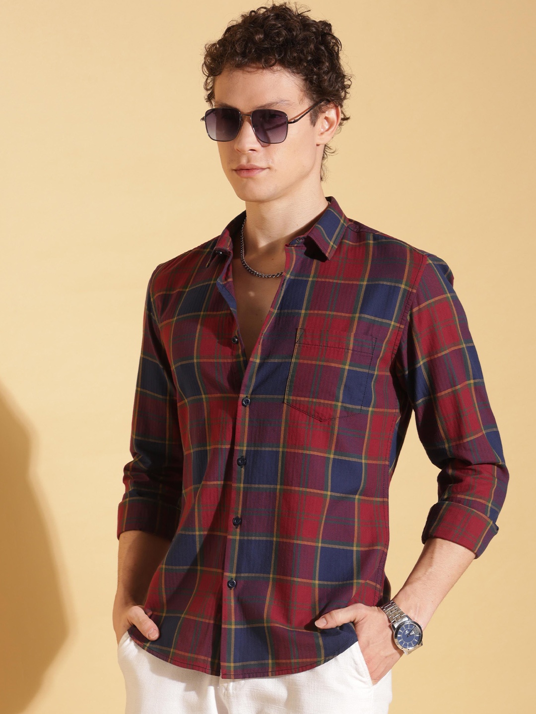 

HERE&NOW Men Slim Fit Opaque Checked Casual Shirt, Multi